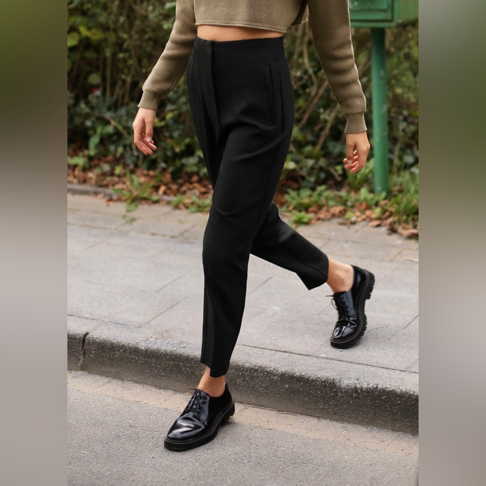 Zara high waisted black straight leg trouser